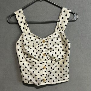 Monteau Los Angeles Polka Dot Crop Top Size Medium Smocked Back mermaid